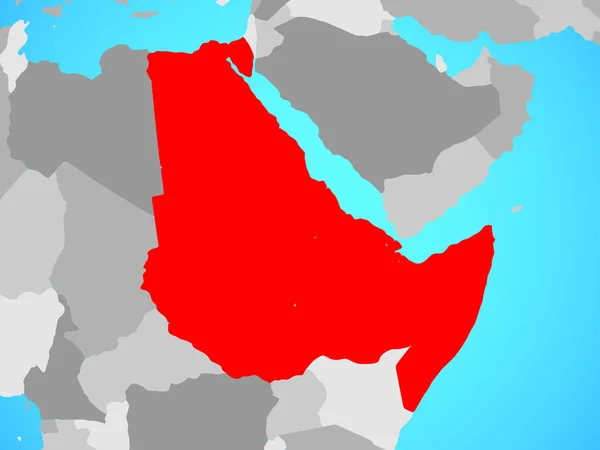 Βορειοανατολική Αφρική Μπλε Πολιτικό Πλανήτη Απεικόνιση — Φωτογραφία Αρχείου