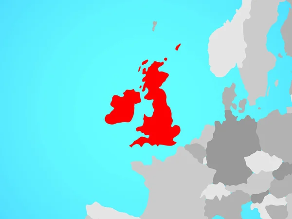 在蓝色的政治地球上的不列颠群岛 — 图库照片