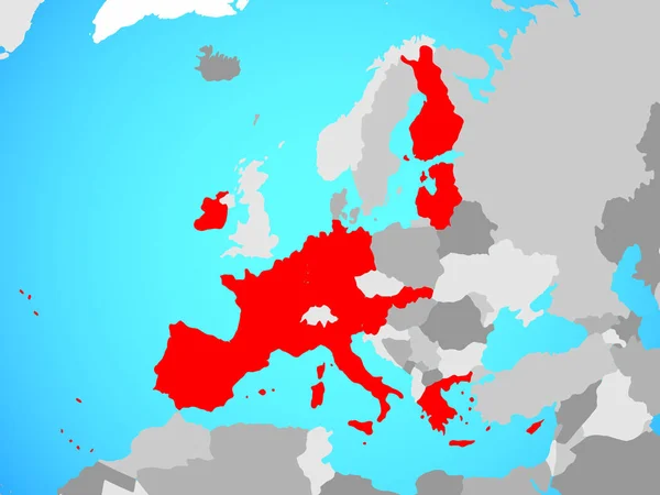 Estados Miembros Eurozona Mundo Político Azul Ilustración — Foto de Stock