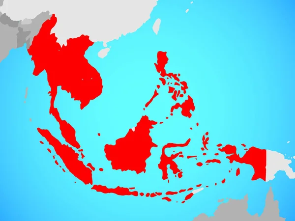 Asean Medlemsstater Blå Politiska Jordglob Illustration — Stockfoto