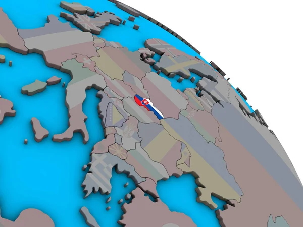 Словаччина Вбудованим Національний Прапор Простий Синій Політичних Моделі Землі Ілюстрація — стокове фото