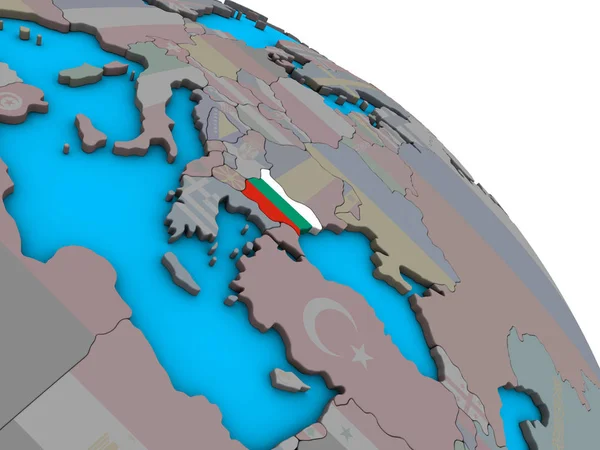 保加利亚与嵌入的国旗在简单的蓝色政治3D — 图库照片