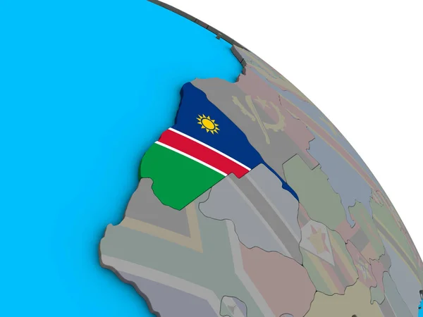 Namibia Mit Eingebetteter Nationaler Flagge Auf Einer Einfachen Blauen Politischen — Stockfoto