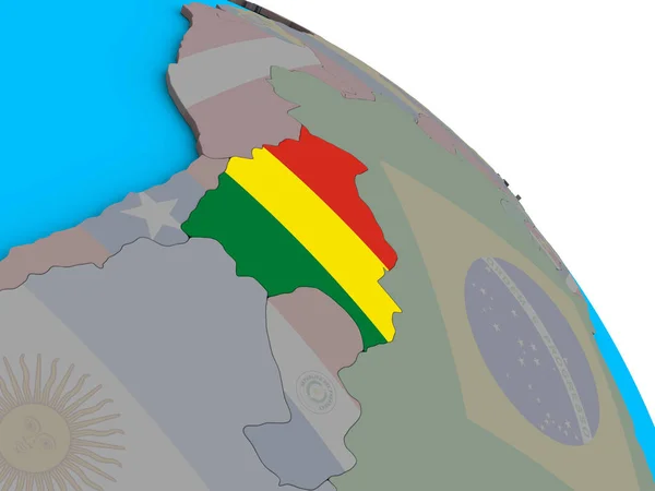 Bolivia Med Inbäddade Flagga Enkla Blå Politiska Klot Illustration — Stockfoto