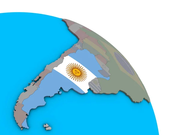 Argentina Com Bandeira Nacional Embutida Simples Globo Político Azul Ilustração — Fotografia de Stock