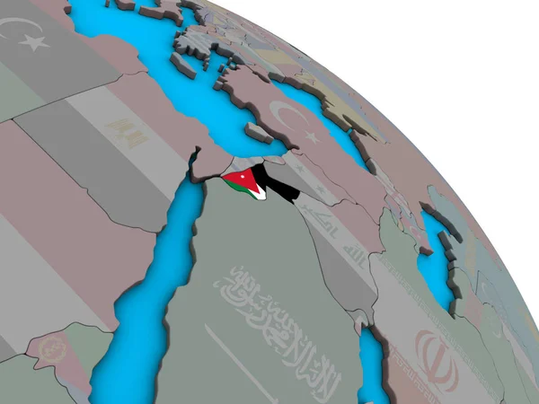 Jordania Con Bandera Nacional Incrustada Simple Globo Azul Político Ilustración — Foto de Stock