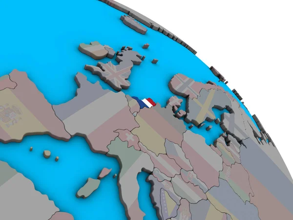 Нидерланды Встроенным Национальным Флагом Простом Голубом Политическом Глобусе Иллюстрация — стоковое фото