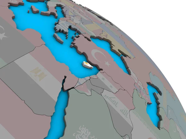 塞浦路斯与嵌入的国旗在简单的蓝色政治3D — 图库照片