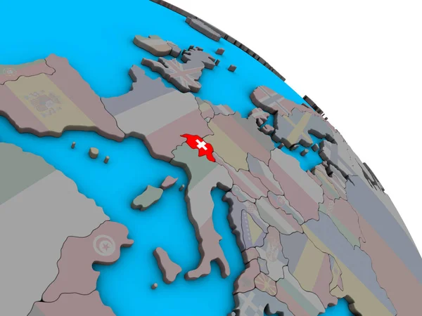 Suiza Con Bandera Nacional Incrustada Sencillo Mundo Político Azul Ilustración — Foto de Stock