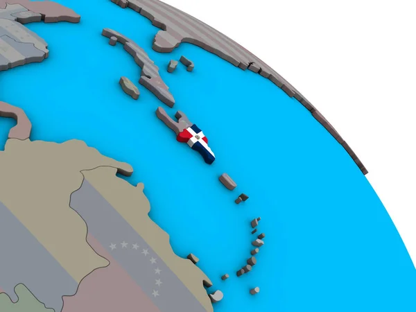 シンプルな青い政治 地球儀に埋め込まれた国旗とドミニカ共和国 イラストレーション — ストック写真