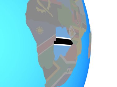 Botsvana basit siyasi dünya üzerinde ulusal bayrak ile. 3D çizim.