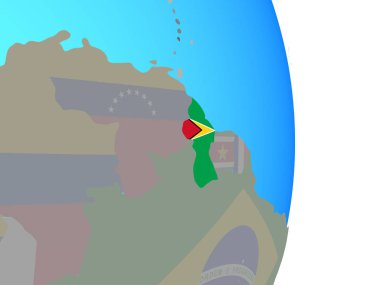 Guyana basit siyasi dünya üzerinde ulusal bayrak ile. 3D çizim.