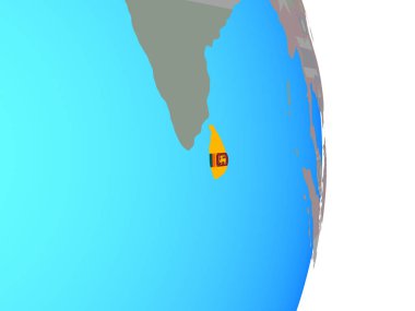 Sri Lanka ulusal bayrağını basit siyasi dünya ile. 3D çizim.