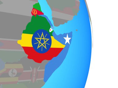 Afrika Boynuzu basit siyasi dünya Ulusal bayrakları ile. 3D çizim.