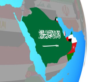 Basit siyasi dünya Ulusal bayrakları ile Ccasg ülke. 3D çizim.