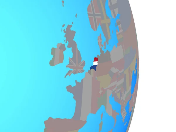 Países Bajos Con Bandera Nacional Simple Globo Político Ilustración —  Fotos de Stock