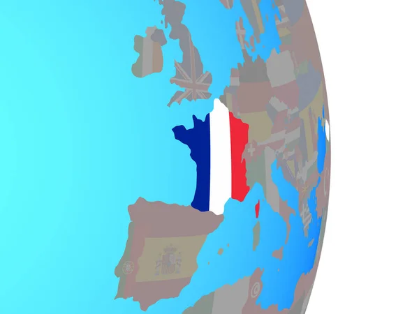 Francia Con Bandiera Nazionale Semplice Globo Politico Illustrazione — Foto Stock