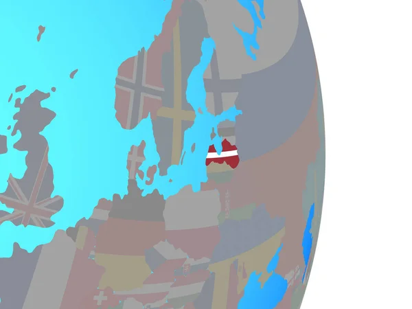 Lettland Med Flagga Enkla Politiska Jordglob Illustration — Stockfoto