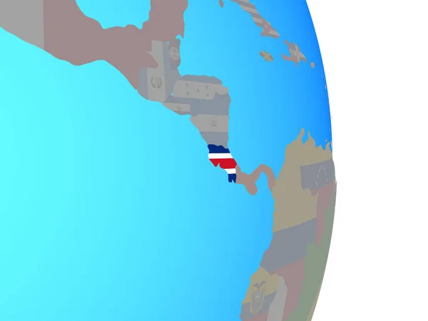 Costa Rica National Flag Simple Political Globe Illustration — Stock Photo, Image