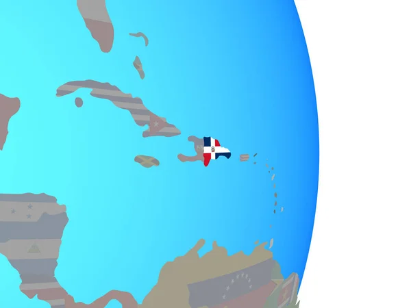 Dominicaanse Republiek Met Nationale Vlag Eenvoudige Politieke Wereldbol Illustratie — Stockfoto
