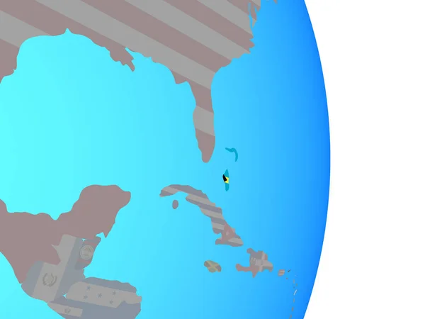 Bahama Szigetek Nemzeti Zászló Egyszerű Politikai Földgömb Illusztráció — Stock Fotó