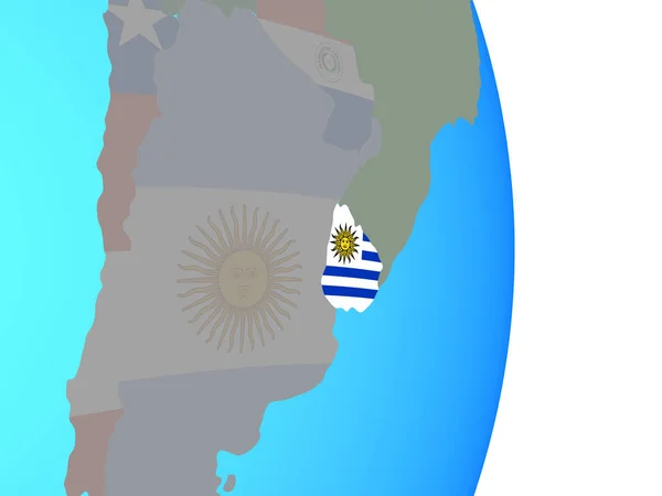 Uruguay Met Nationale Vlag Eenvoudige Politieke Wereldbol Illustratie — Stockfoto