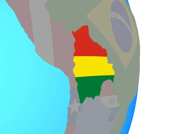 Bolivia Con Bandiera Nazionale Semplice Globo Politico Illustrazione — Foto Stock