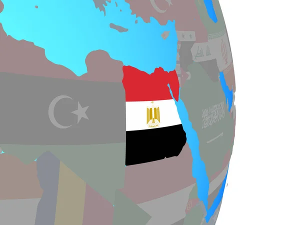 Ägypten Mit Nationalflagge Auf Einem Simplen Politischen Globus Illustration — Stockfoto