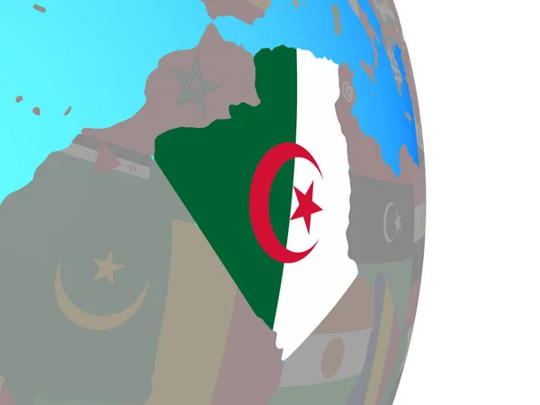 Algeria National Flag Simple Political Globe Illustration — Stock Photo, Image