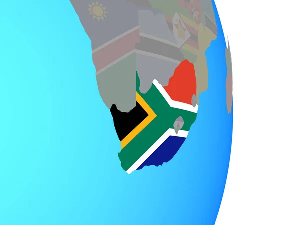 South Africa National Flag Simple Political Globe Illustration — Stock Photo, Image