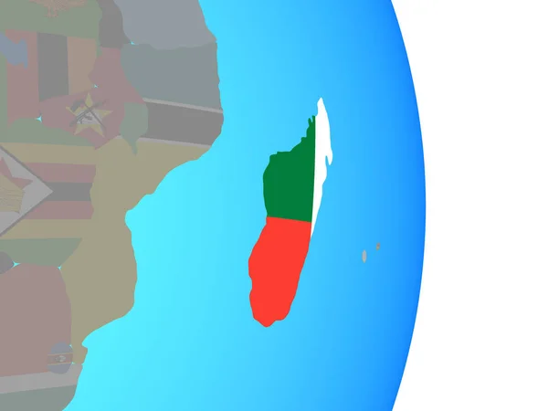 Madagascar National Flag Simple Political Globe Illustration — Stock Photo, Image