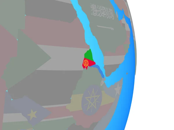 Eritrea National Flag Simple Political Globe Illustration — Stock Photo, Image