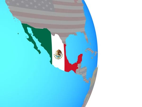 Mexico Met Nationale Vlag Eenvoudige Politieke Wereldbol Illustratie — Stockfoto