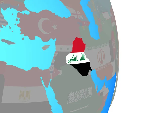 Iraque Com Bandeira Nacional Simples Globo Político Ilustração — Fotografia de Stock