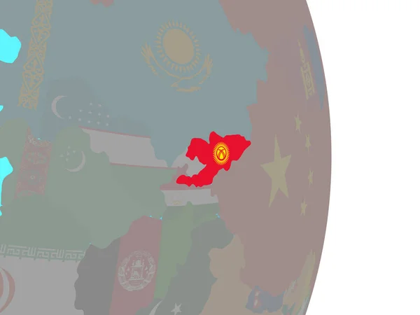 Kirgizistan Med Flagga Enkla Politiska Jordglob Illustration — Stockfoto