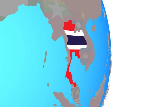 Thailand National Flag Simple Political Globe Illustration — Stock Photo, Image
