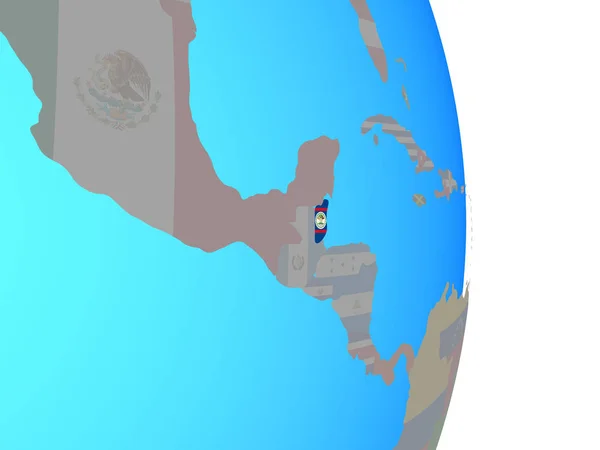 Belize Met Nationale Vlag Eenvoudige Politieke Wereldbol Illustratie — Stockfoto
