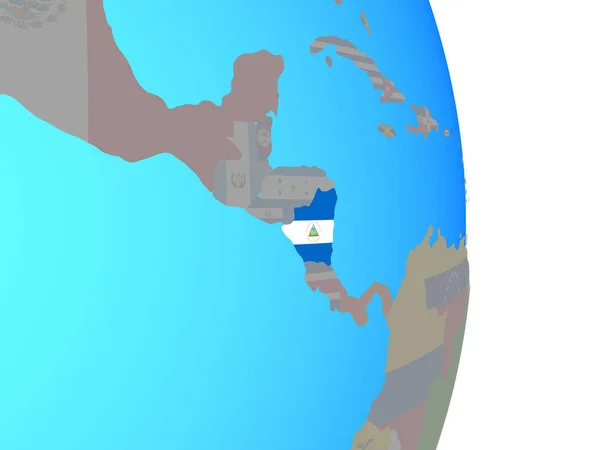 Nicaragua Avec Drapeau National Sur Simple Globe Politique Illustration — Photo