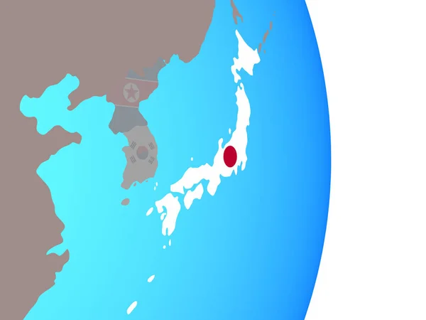 Japan Mit Nationalflagge Auf Einfachem Politischen Globus Illustration — Stockfoto