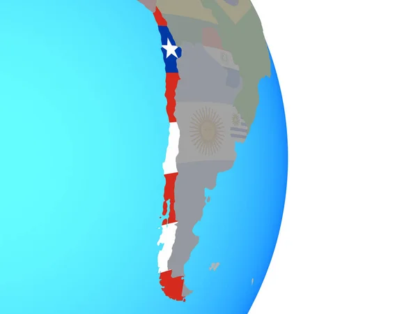Chile Med Flagga Enkla Politiska Jordglob Illustration — Stockfoto
