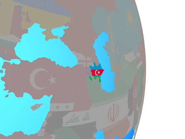 Azerbaigian Con Bandiera Nazionale Semplice Globo Politico Illustrazione — Foto Stock