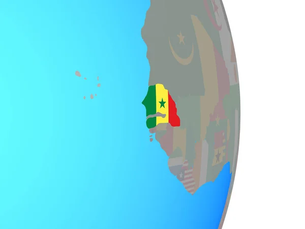 Senegal National Flag Simple Political Globe Illustration — Stock Photo, Image