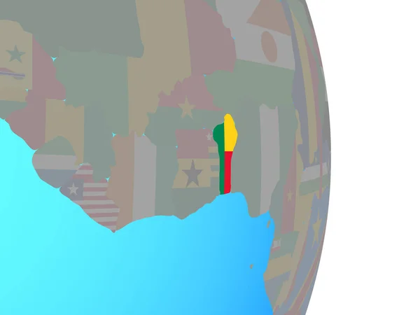 Benin Flagi Narodowej Proste Globus Polityczny Ilustracja — Zdjęcie stockowe