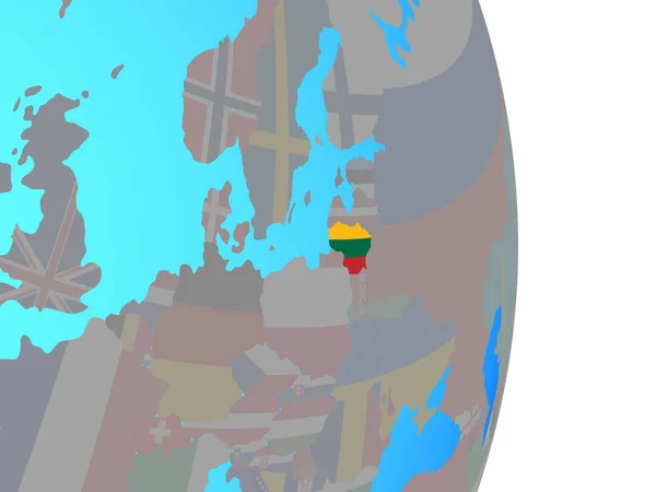 Litva Státní Vlajka Jednoduché Politické Globe Obrázek — Stock fotografie