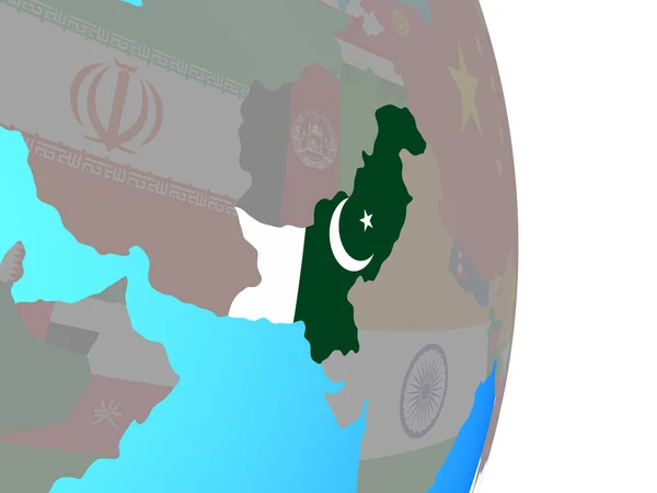Pakistan Med Flagga Enkla Politiska Jordglob Illustration — Stockfoto