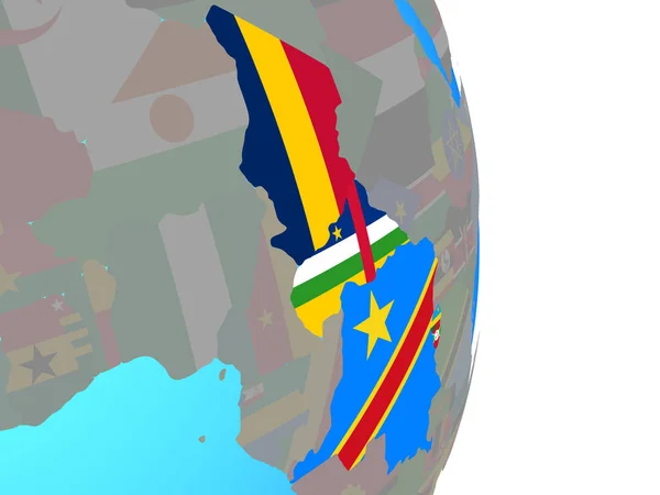 Центральна Африка Національних Прапорів Простий Політичних Земної Кулі Ілюстрація — стокове фото