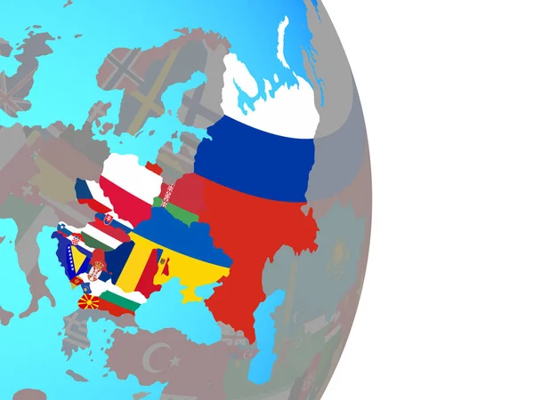 Eastern Europe National Flags Simple Political Globe Illustration — Stock Photo, Image