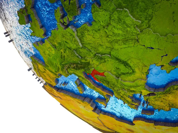 Croácia Modelo Terra Com Fronteiras País Oceanos Azuis Com Ondas — Fotografia de Stock
