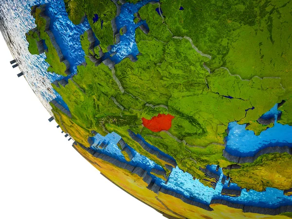 Das Modell Zeigt Eine Erde Mit Ländergrenzen Und Einen Blauen — Stockfoto