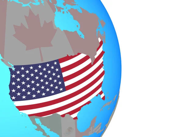 Usa National Flag Simple Political Globe Illustration — Stock Photo, Image